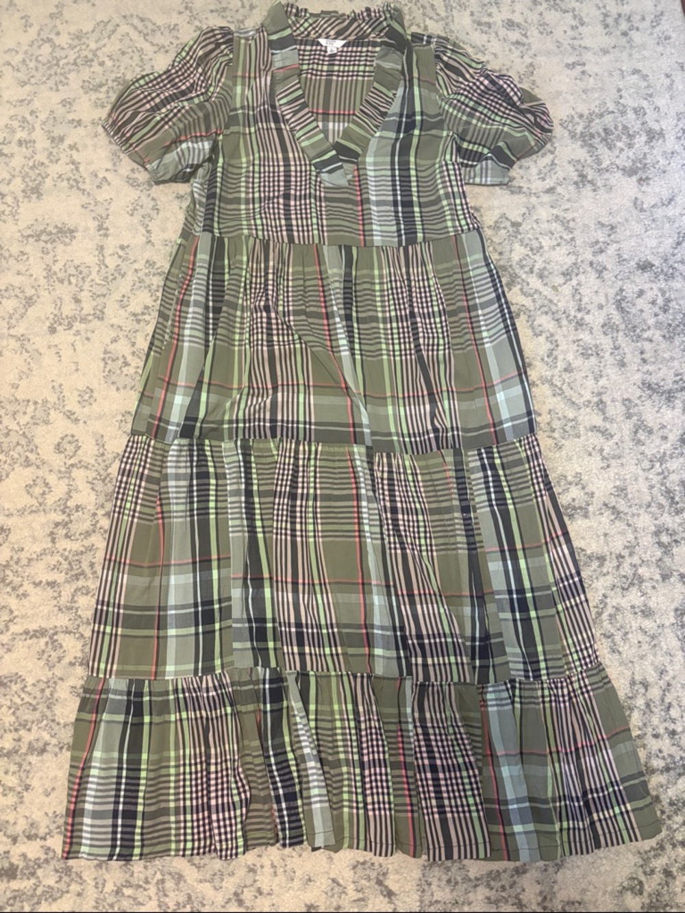 crown & ivy Green Plaid Maxi Dress
